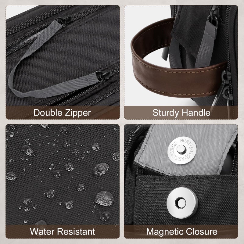 Wedama Toiletry Bag for Men  Medium Hanging Travel Toiletry Bag  Extra Electronic Organizer Bag Waterproof Shaving Bag for Toiletries with PU Handle for Travel Business Trips Swim Camping  Grey - Image 3